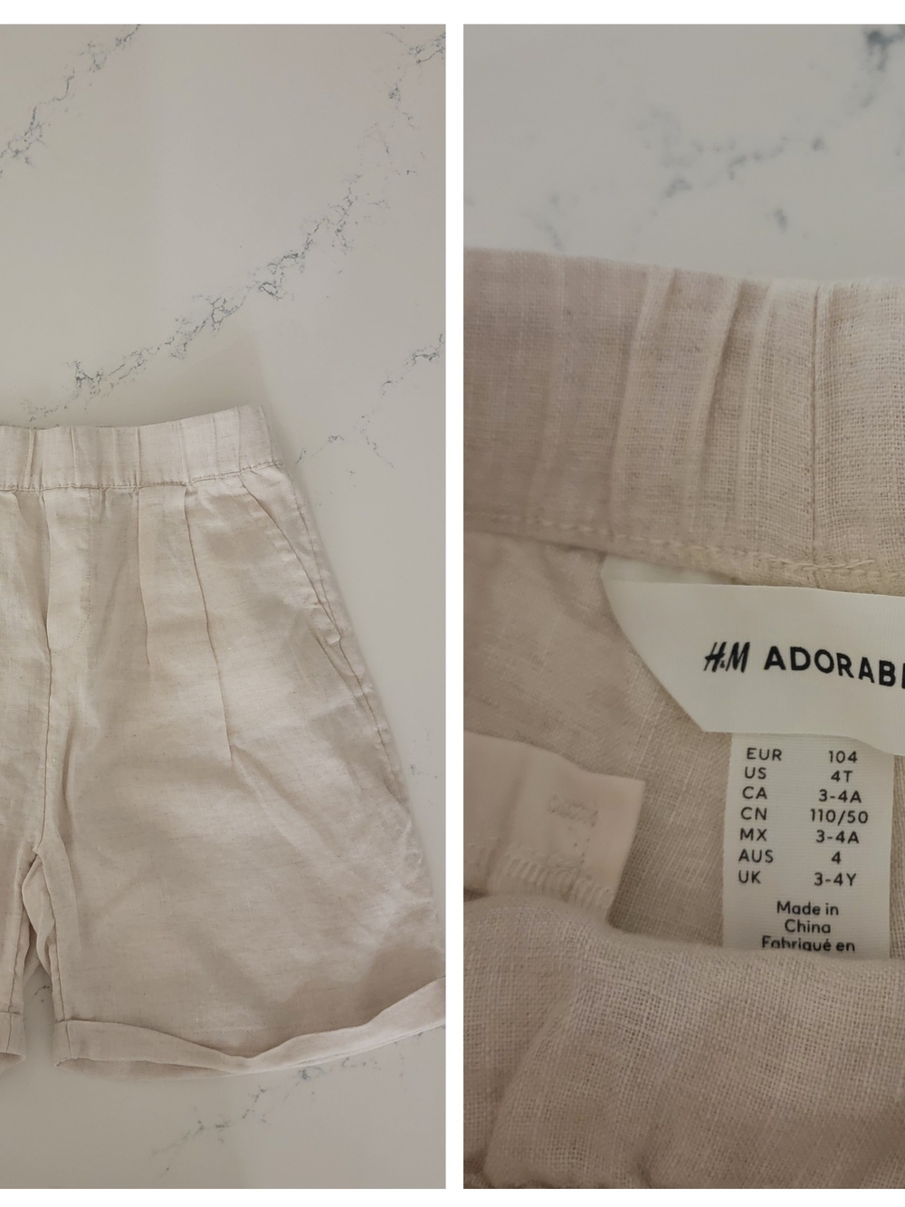 H&M Adorables Light Beige Linen Kids Shorts